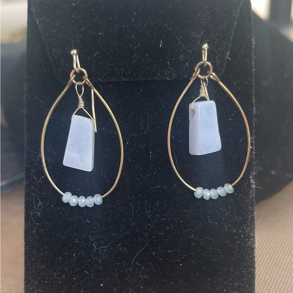 Elegant Gold and Blue Stone Earrings